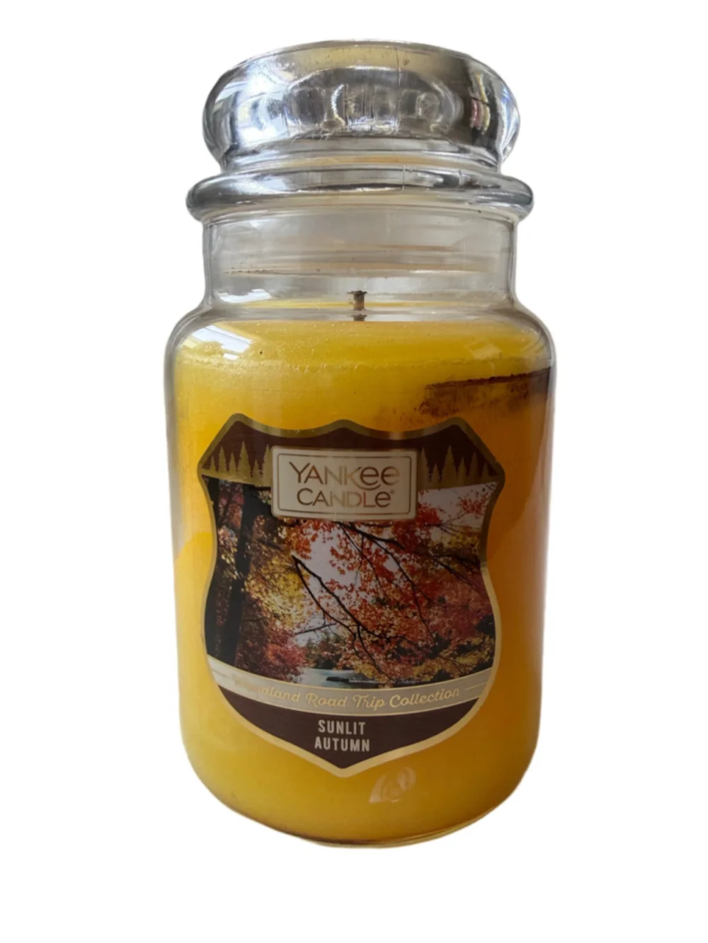 NEW Yankee Candle Large Jar 22 oz Woodland Road Trip SUNLIT AUTUMN *READ
